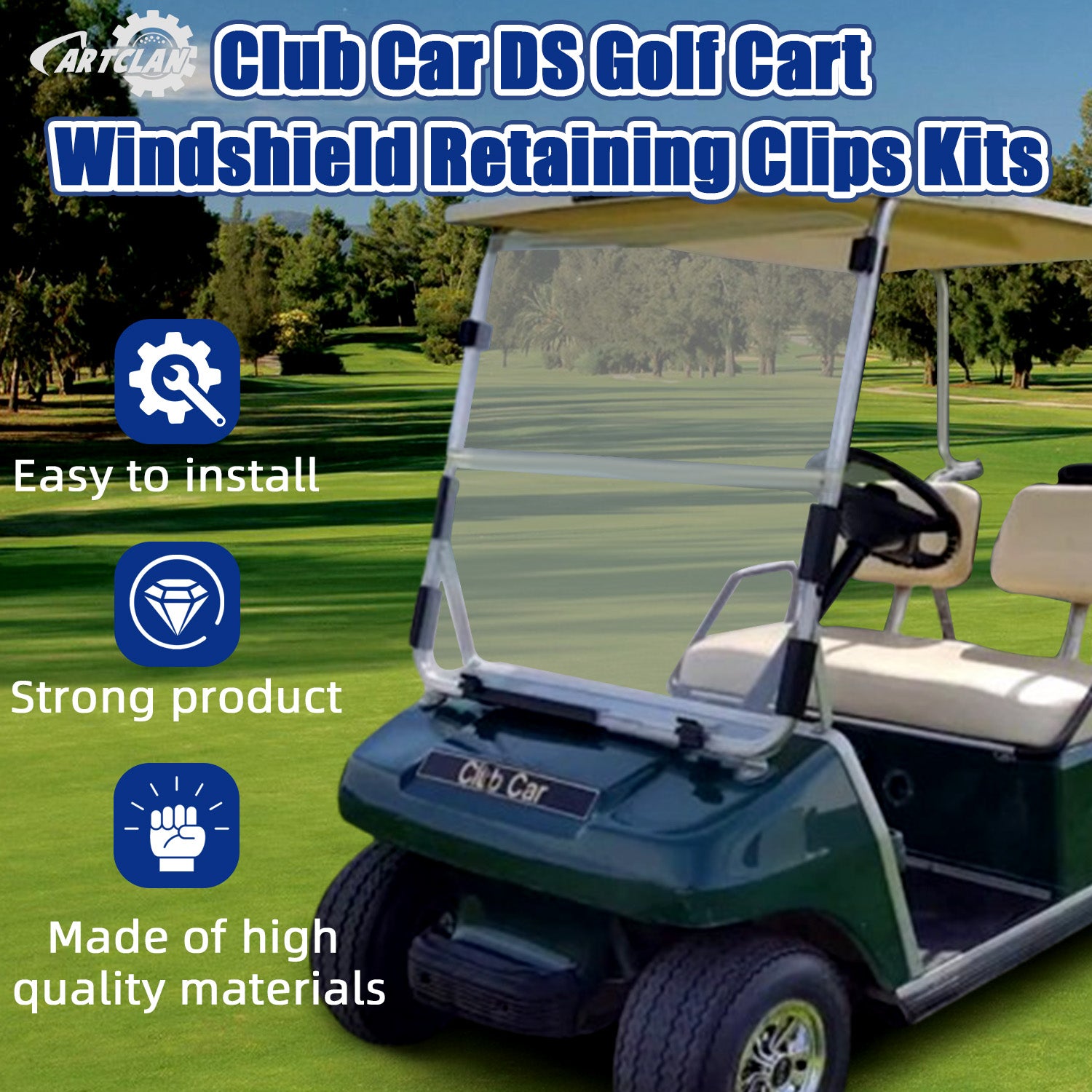 Club Car DS Golf Cart Windshield Retaining Clips Kits