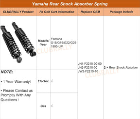 DRIVE-UP Yamaha Rear Shock Absorber Spring JN4-F2210-00-00,JN3-F2210-00,JW2-F2210-10 Applicable to Yamaha G16/G19/G22/G29 1995+