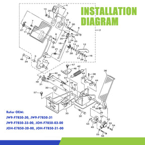 Golf Cart Accelerator and Brake Pedal Assembly for 2014-UP Yamaha Electric, OEM# JW9-F7850-30, JW9-F7850-33-00 | Drive-up
