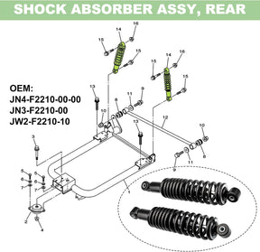 DRIVE-UP Yamaha Rear Shock Absorber Spring JN4-F2210-00-00,JN3-F2210-00,JW2-F2210-10 Applicable to Yamaha G16/G19/G22/G29 1995+