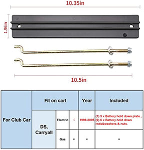 3 Pcs Hold Down Plate and Rod Kit Washers & Nuts,for Club Car  Electric DS&Carryall