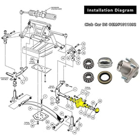 2 Pack Club Car DS Golf Cart Front Wheel Hub Kit &Bearings Seals